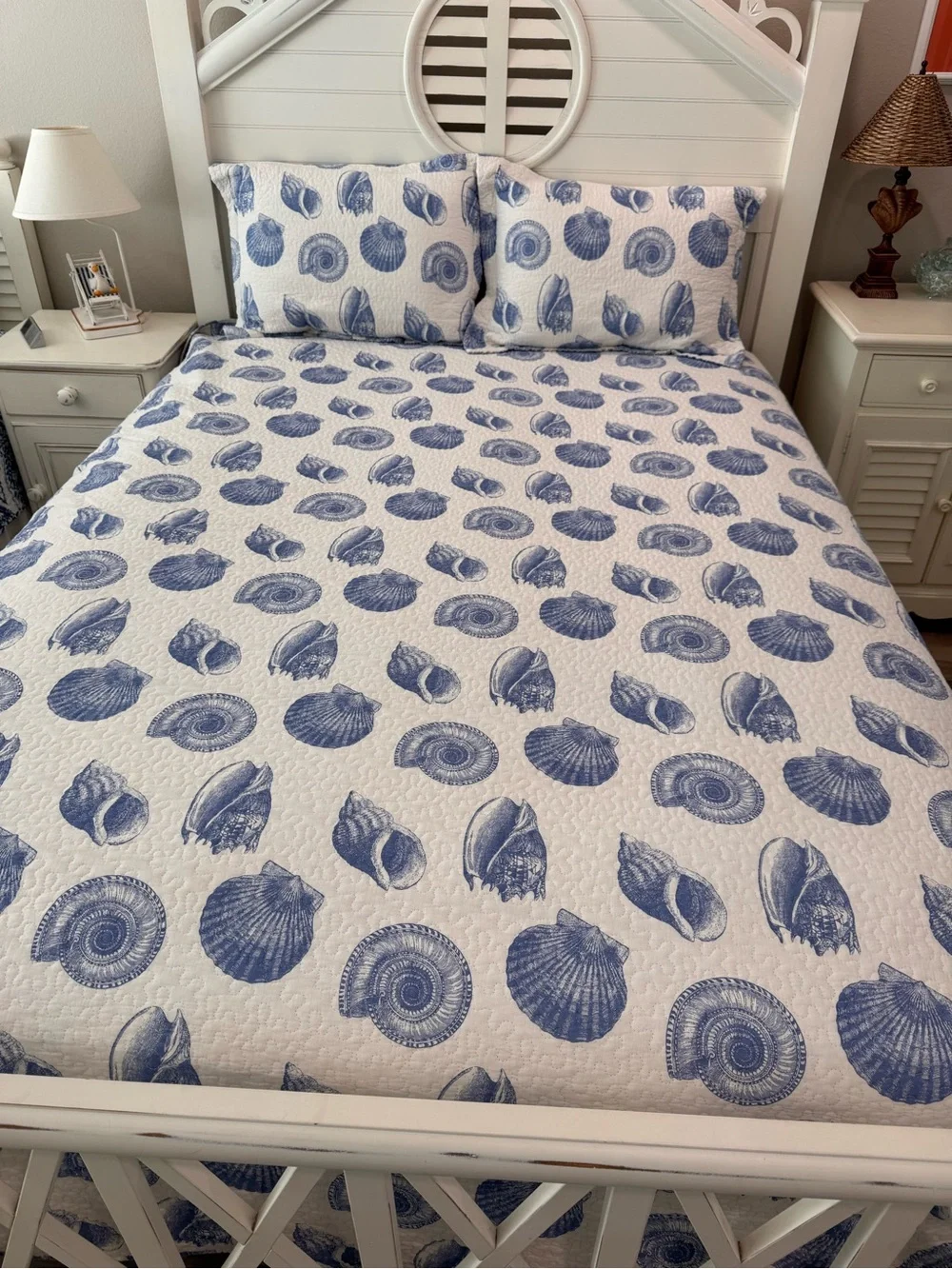 Blue Coral-Print Cotton quilt Set - king